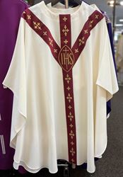 Palermo 940 Chasuble with Plain Neckline, White/Red