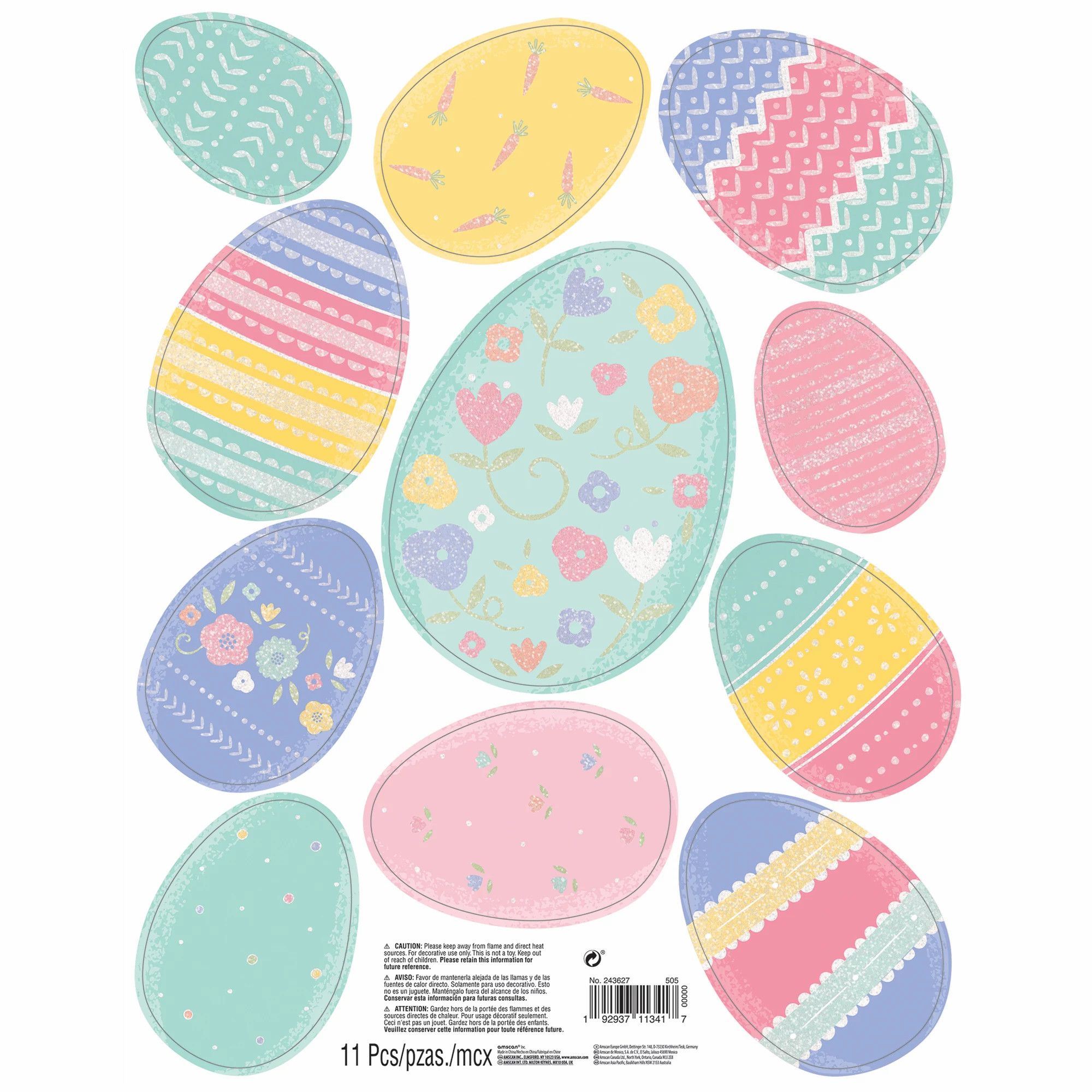 Pastel Easter Eggs Window Decorations