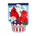 Patriotic Cardinal and Flowers Garden Applique Flag