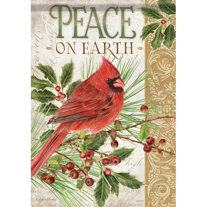 Peace on Earth Cardinal Garden Flag