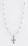 White Pearl Bead Necklace with Silver Beads