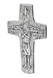 Pope Francis Pectoral Cross 7.5" Resin Wall Cross, Pewter Finish
