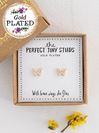 With Brave Wings She Flies Tiny Butterfly Stud Earrings