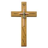 Personalized Baby Girl Baptism 10" Maple Wood/Brass Wall Cross