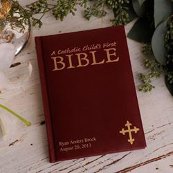 Personalized Illustrated Childrens First Catholic Bible - Maroon 