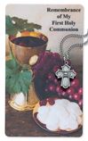4 Way Pewter Cross on 18 inch Chain with Holy Card