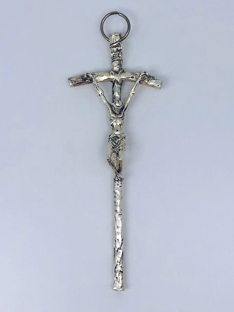 Pewter 5" Papal Crucifix