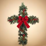 Pinecone, Holly & Berries Cross with Yard Stake 24"