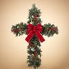 Pinecone, Holly & Berries Cross with Yard Stake 24" 