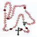Pink 6mm Pearl Rosary with Rose Our Father Beads - 120878