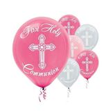 Pink First Communion Latex Balloons