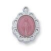 Miraculous Pink Enamel Sterling Silver Medal on 16" Chain