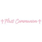 Pink First Communion Banner, Paper 70 inch