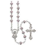 4mm Pink Colored Heart Shape Rosary in Heart Shaped Box 15 1/4"