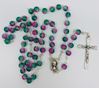 Pink and Green Translucent Bead Rosary from Italy