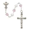 Pink and Pearl Hearts First Communion Rosary, Sterling Center and Crucifix