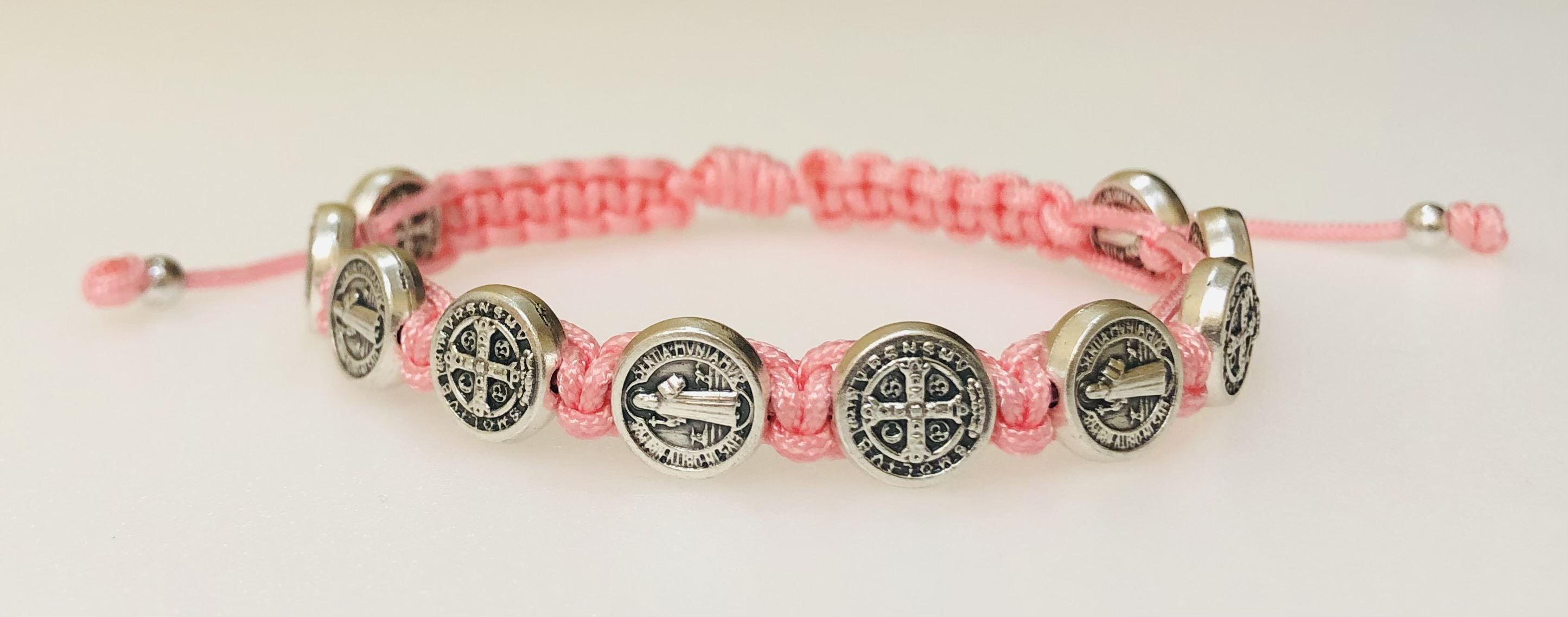 Pink and Silver St. Benedict Blessing Bracelet