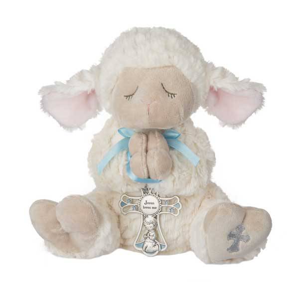Plush Lamb with Blue Crib Cross
