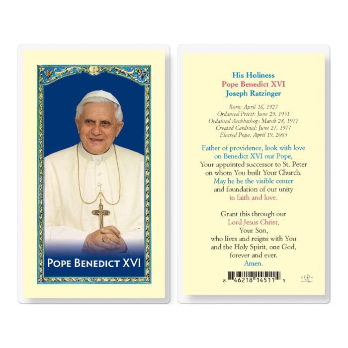 Pope Benedict XVI Laminated Prayer Card