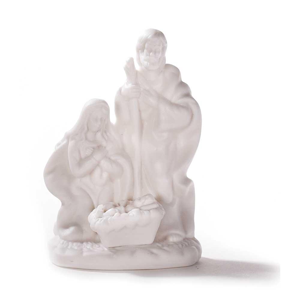 White Porcelain Bisque Holy Family One Piece Figurine 4 1/4"H
