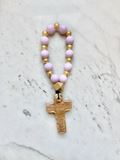 Prayer Beads with Gold - Light Pink