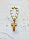 Prayer Beads with Gold - White