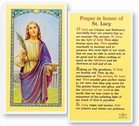 Prayer In Honor Of St. Lucy Holy Card