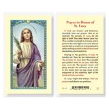 Prayer In Honor Of St. Lucy Laminated Prayer Card