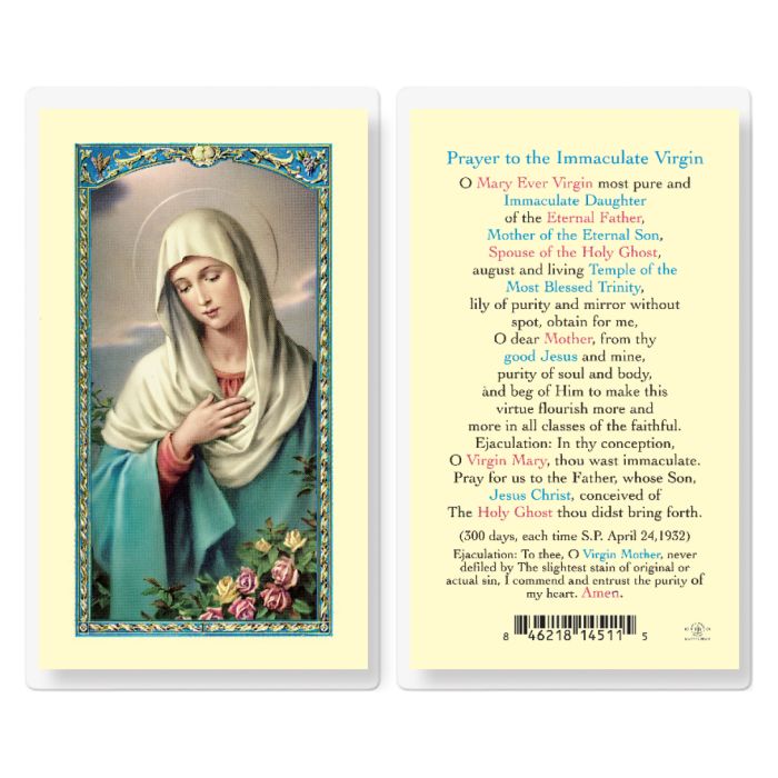 Prayer To Immaculate Virgin Laminated Prayer Card