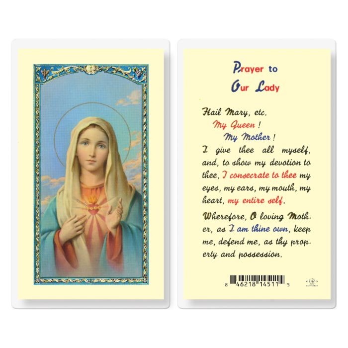 Prayer to Our Lady Immaculate Heart of Mary Holy Card
