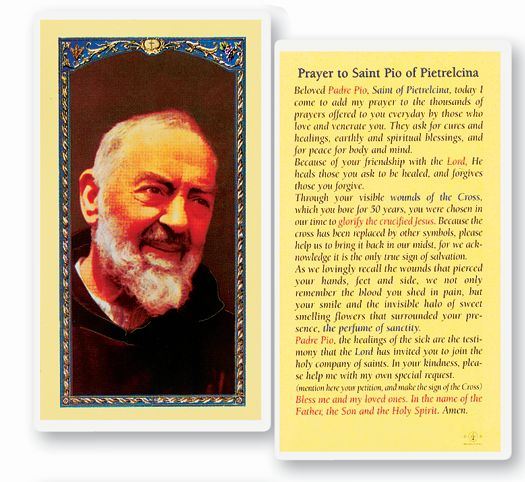 Prayer To St. Pio Of Pietrelcina Holy Card