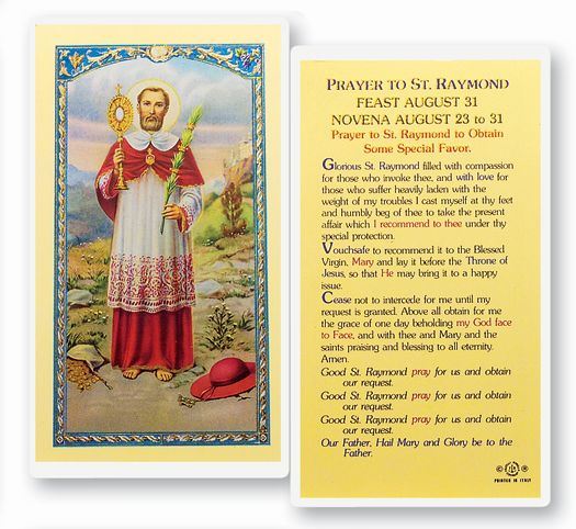 Prayer To St. Raymond Holy Card