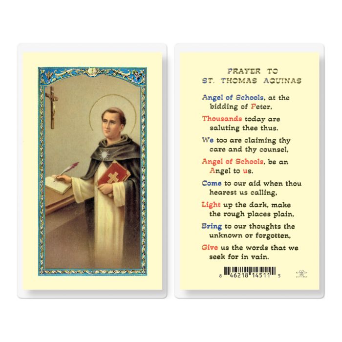 Prayer To St. Thomas Aquinas Laminated Prayer Card