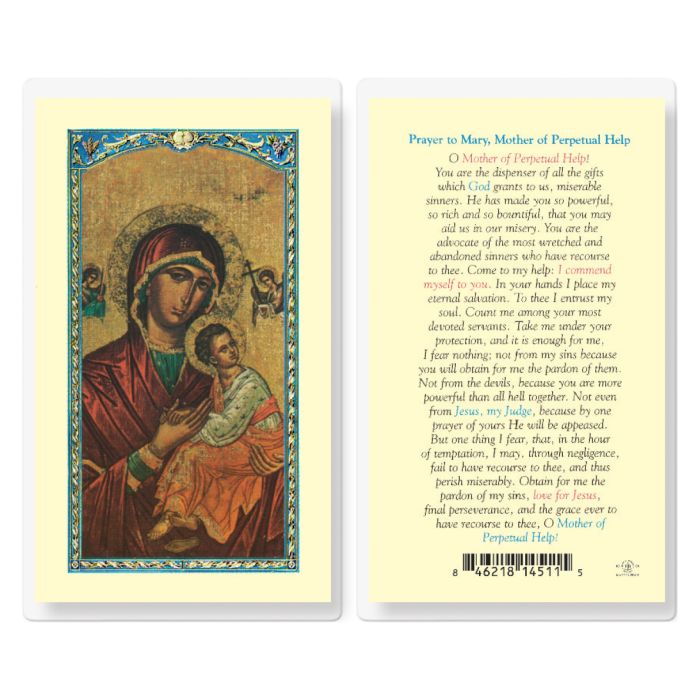 Prayer to Mary Mother of Perpetual Help Laminated Prayer Card