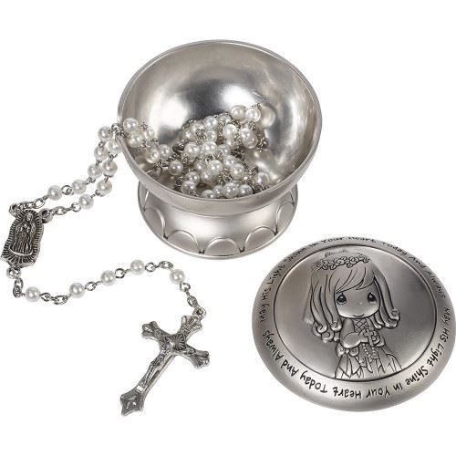 precious moments May His Light Shine In Your Heart Today And Always, Rosary Box With Rosary, Girl 172409