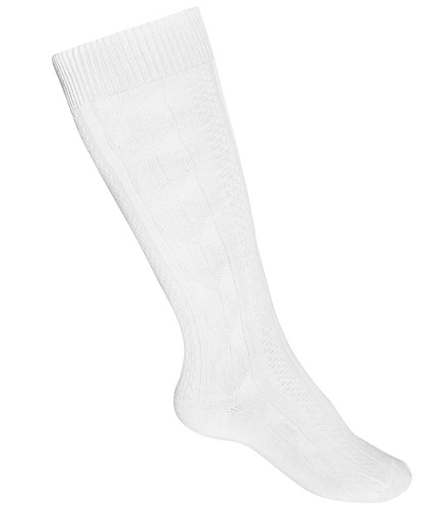 Cable Knee-Hi Sock, White