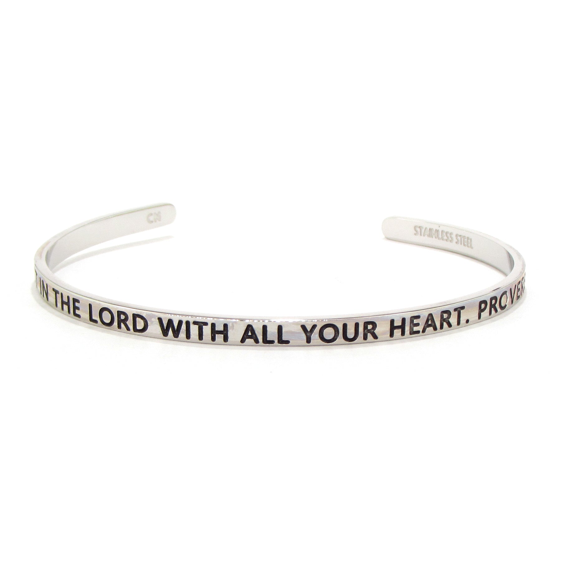 Proverbs 3:5 Trust in the Lord With All Your Heart Blessing Band, Silver Cuff Bracelet