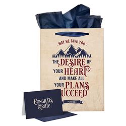 Desires of Your Heart Large Portrait Gift Bag with Card Set - Psalm 28:4
