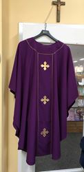 Purple Chasuble with Regal Yoke and 3 Crosses