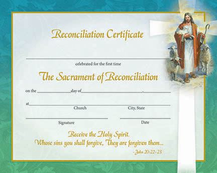 Reconciliation Certificate 8x10, Box of 50