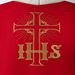 Red Chasuble from Italy with IHS Cross and Plain Collar - 123503