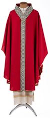 Red Chasuble from Italy with V Neck Banding at Collar