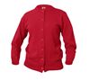 Crewneck Cardigan Sweater, Red