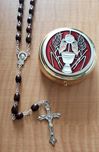 Red Enamel First Communion Keepsake Box with Wood Rosary *WHILE SUPPLIES LAST*