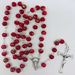 Red Painted Glass Bead Rosary from Italy