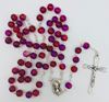 Red and Purple Translucent Bead Rosary from Italy