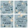 Religious Blue Floral Coaster Set of 4 *WHILE SUPPLIES LAST*