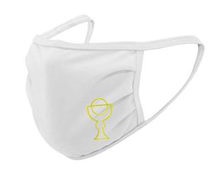 white Religious Face Mask with Embroidered Chalice