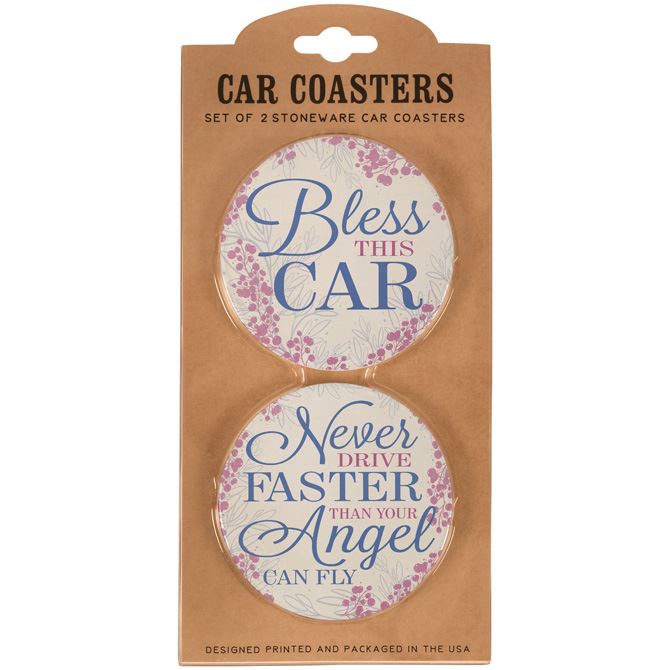 Religious Floral Car Coaster Set of 2