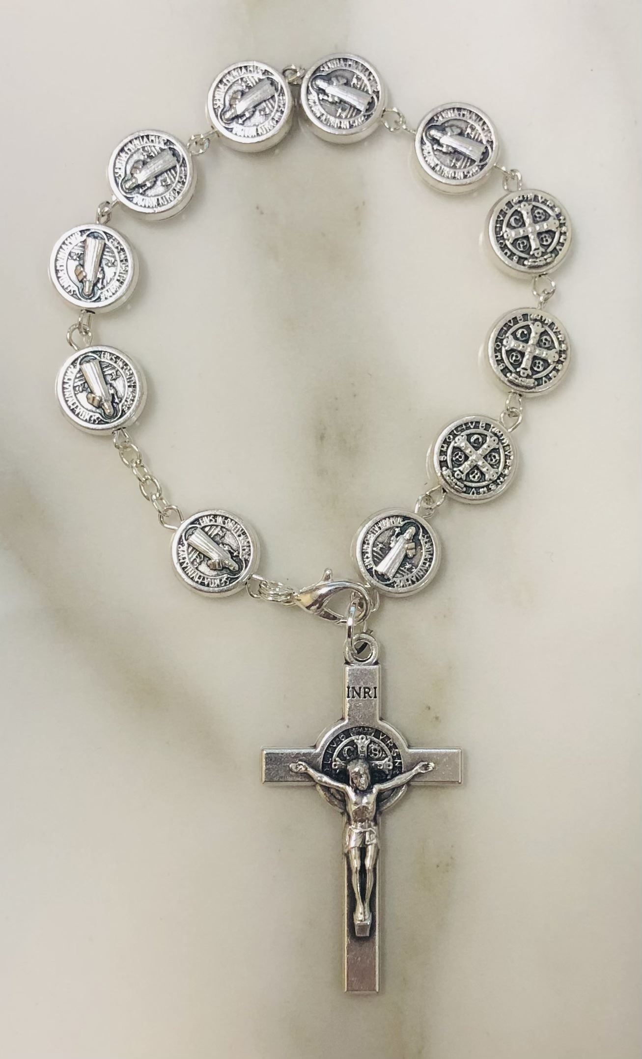VILLWICE Catholic Rosary Bracelet St. Benedict Medal Cross Prayer Bracelets  Hematite Beads Religion Jewelry Accessories - AliExpress